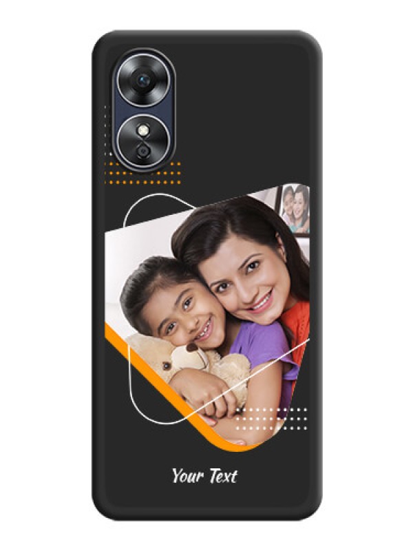 Custom Yellow Triangle on Photo on Space Black Soft Matte Phone Cover - Oppo A17