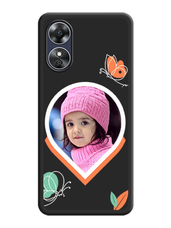 Custom Upload Pic With Simple Butterly Design On Space Black Personalized Soft Matte Phone Covers -Oppo A17