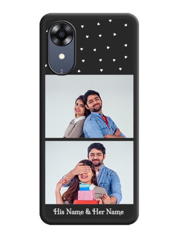 Custom Miniature Love Symbols with Name on Space Black Custom Soft Matte Back Cover - Oppo A17k