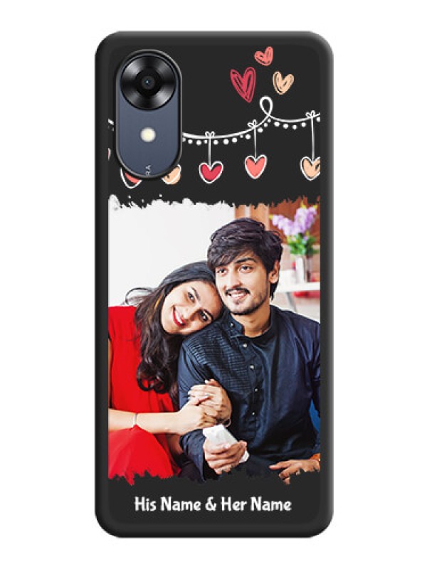Custom Pink Love Hangings with Name on Space Black Custom Soft Matte Phone Cases - Oppo A17k