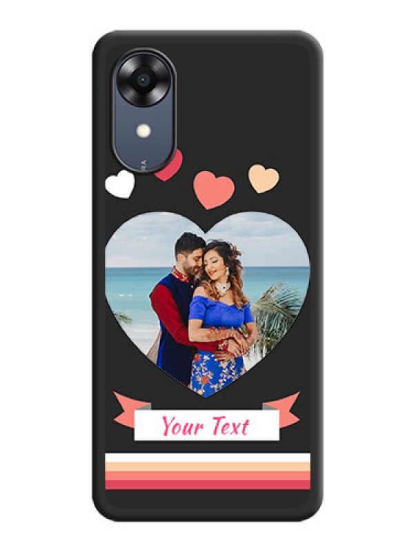 Custom Love Shaped Photo with Colorful Stripes on Personalised Space Black Soft Matte Cases - Oppo A17k