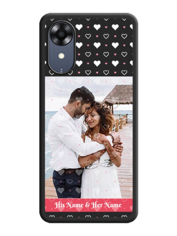 Custom White Color Love Symbols with Text Design on Photo on Space Black Soft Matte Phone Cover - Oppo A17k