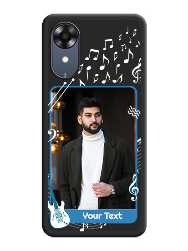 Custom Musical Theme Design with Text on Photo on Space Black Soft Matte Mobile Case - Oppo A17k
