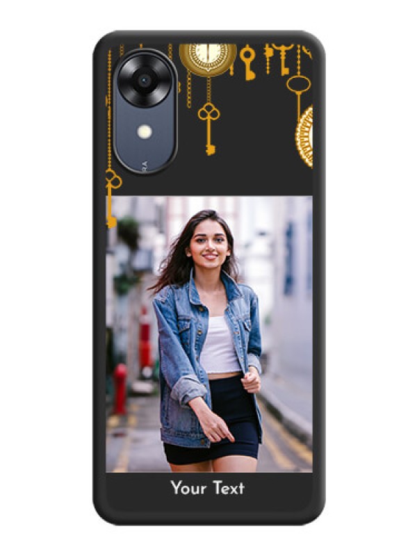 Custom Decorative Design with Text on Space Black Custom Soft Matte Back Cover - Oppo A17k