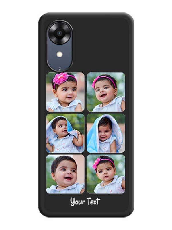 Custom Floral Art with 6 Image Holder on Photo on Space Black Soft Matte Mobile Case - Oppo A17k