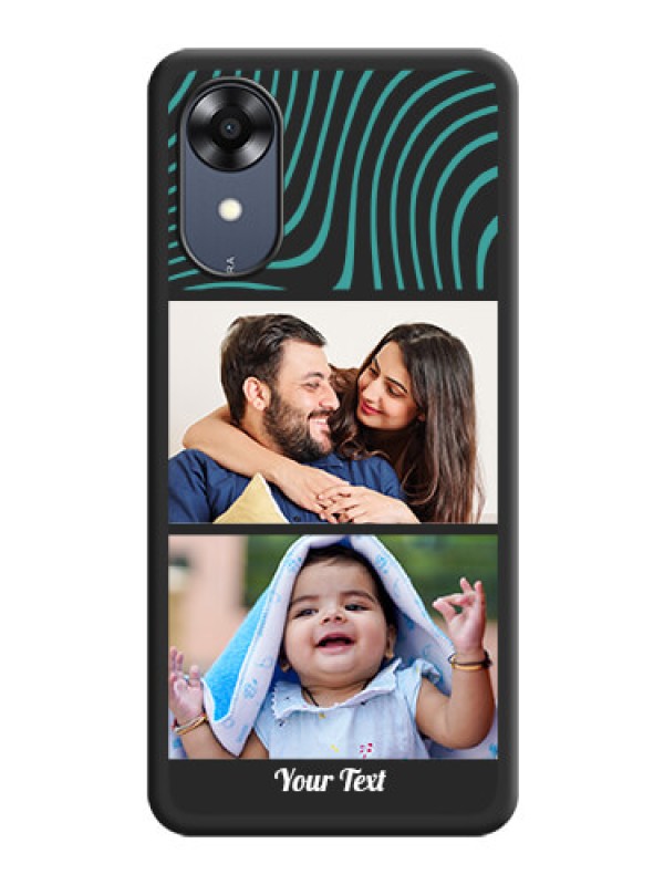 Custom Wave Pattern with 2 Image Holder on Space Black Personalized Soft Matte Phone Covers - Oppo A17k