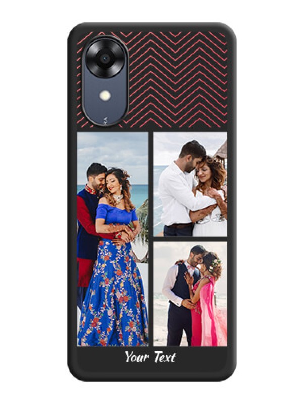 Custom Wave Pattern with 3 Image Holder on Space Black Custom Soft Matte Back Cover - Oppo A17k