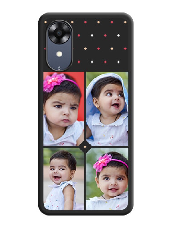 Custom Multicolor Dotted Pattern with 4 Image Holder on Space Black Custom Soft Matte Phone Cases - Oppo A17k