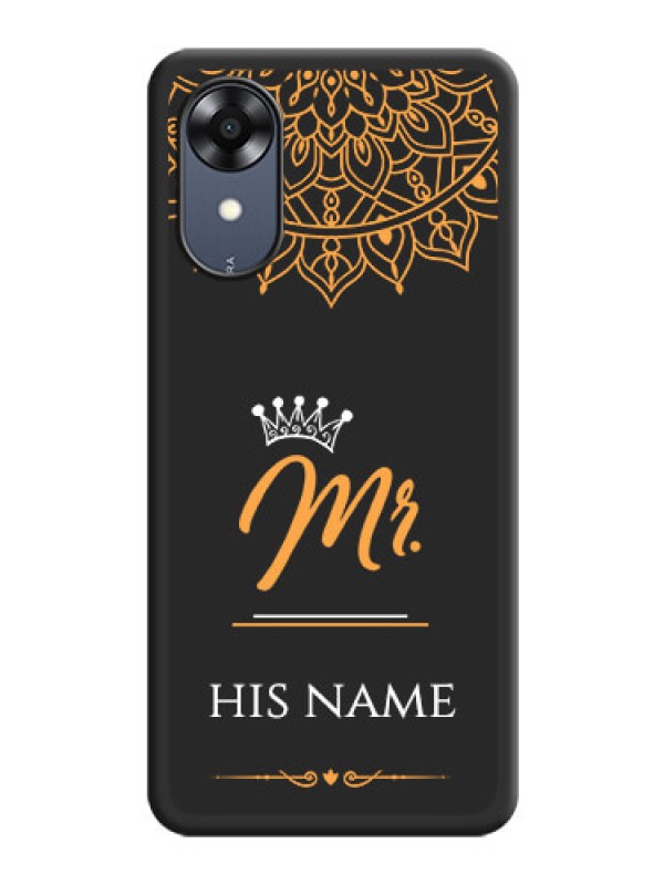 Custom Mr Name with Floral Design  on Personalised Space Black Soft Matte Cases - Oppo A17k