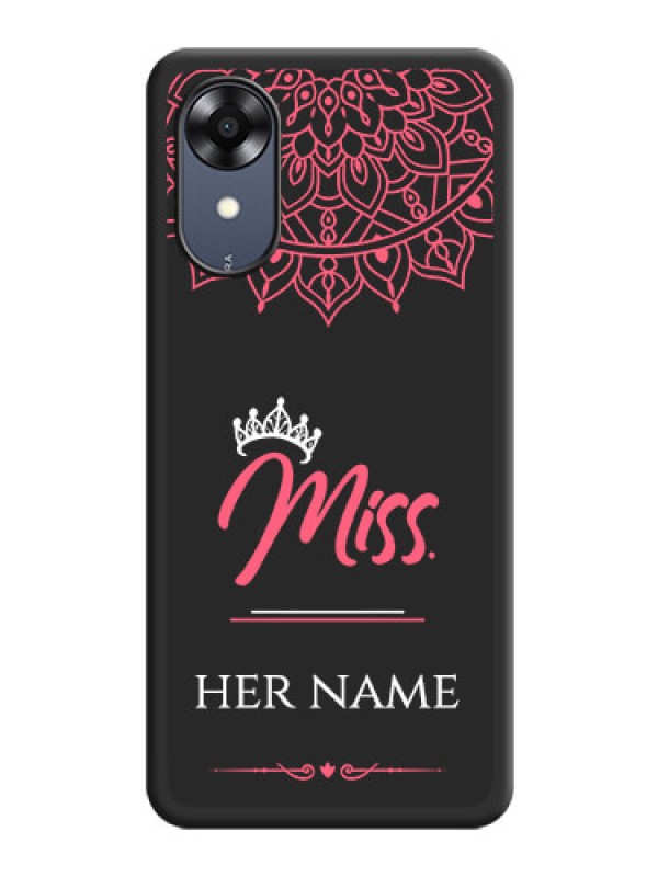 Custom Mrs Name with Floral Design on Space Black Personalized Soft Matte Phone Covers - Oppo A17k