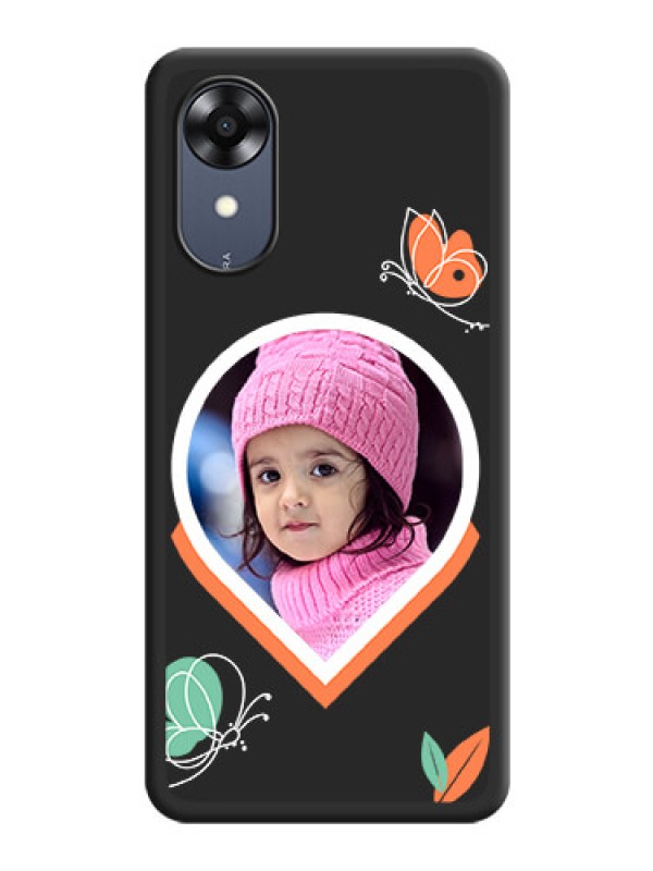 Custom Upload Pic With Simple Butterly Design On Space Black Personalized Soft Matte Phone Covers -Oppo A17K