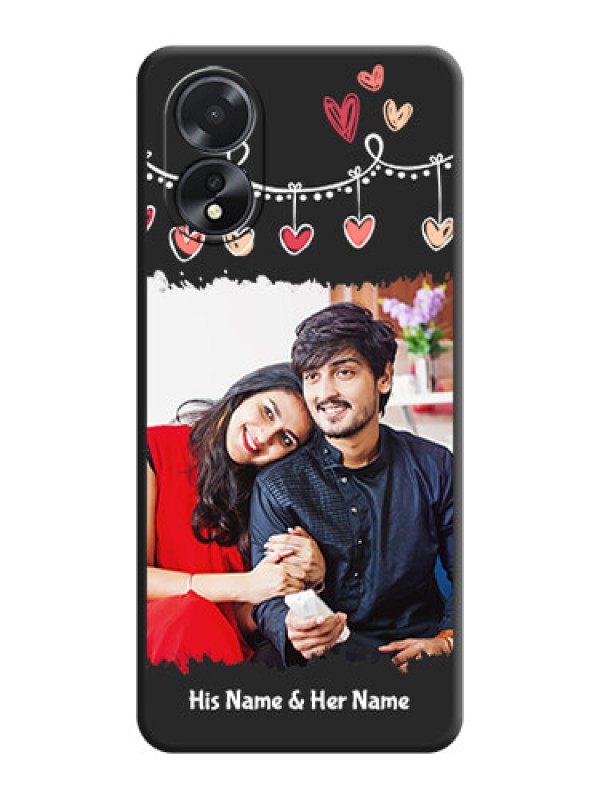 Custom Pink Love Hangings with Name on Space Black Custom Soft Matte Phone Cases - Oppo A18