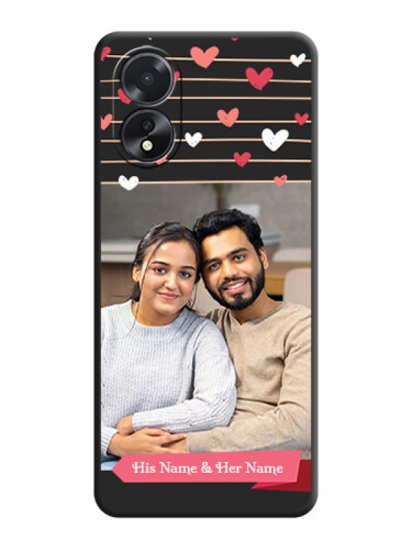 Custom Love Pattern with Name on Pink Ribbon - Photo on Space Black Soft Matte Back Cover - Oppo A18