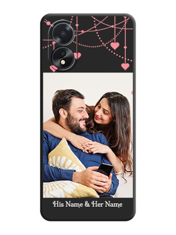Custom Pink Love Hangings with Text on Space Black Custom Soft Matte Back Cover - Oppo A18