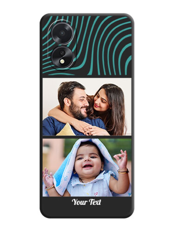 Custom Wave Pattern with 2 Image Holder on Space Black Personalized Soft Matte Phone Covers - Oppo A18