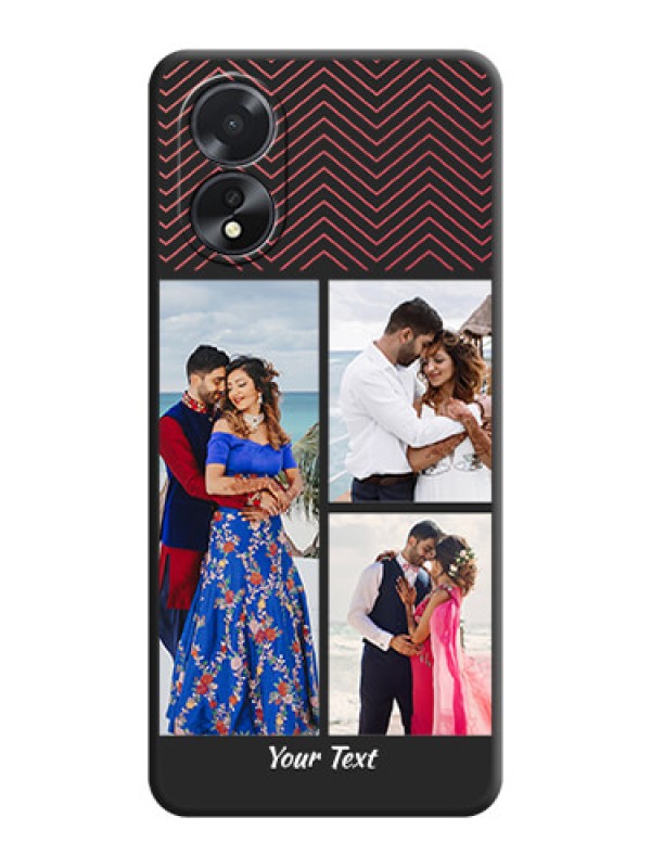 Custom Wave Pattern with 3 Image Holder on Space Black Custom Soft Matte Back Cover - Oppo A18