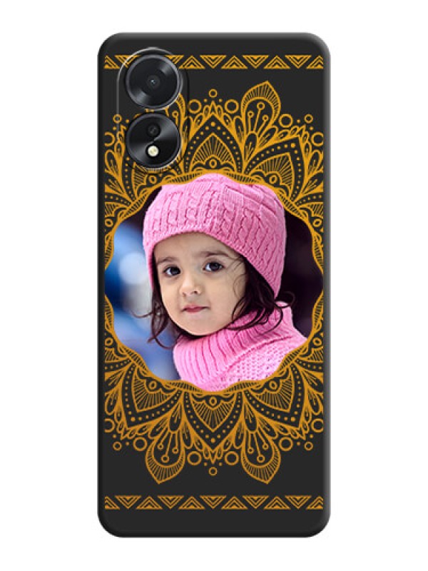 Custom Round Image with Floral Design - Photo on Space Black Soft Matte Mobile Cover - Oppo A18