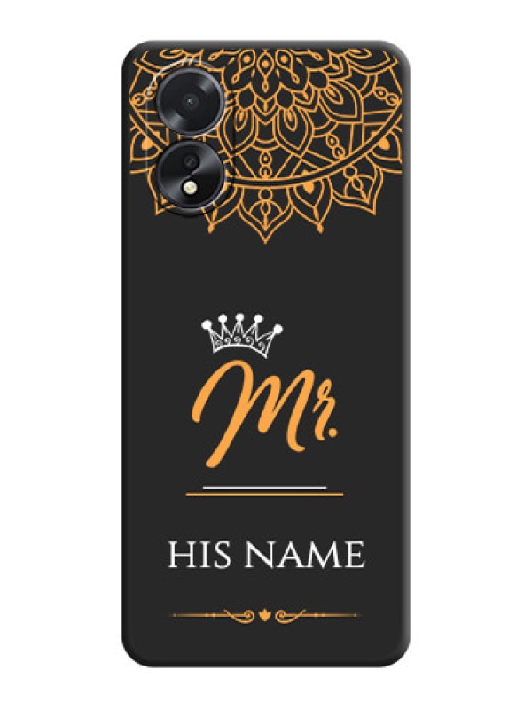 Custom Mr Name with Floral Design on Personalised Space Black Soft Matte Cases - Oppo A18