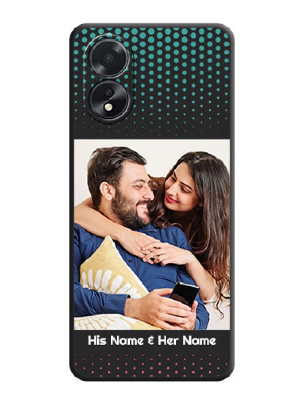 Custom Faded Dots with Grunge Photo Frame and Text on Space Black Custom Soft Matte Phone Cases - Oppo A18