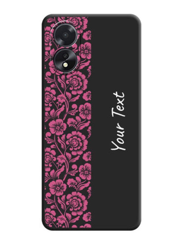 Custom Pink Floral Pattern Design With Custom Text On Space Black Personalized Soft Matte Phone Covers - Oppo A18