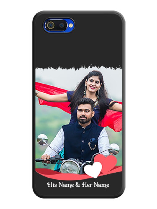 Custom Pin Color Love Shaped Ribbon Design with Text on Space Black Custom Soft Matte Phone Back Cover - Oppo A1k