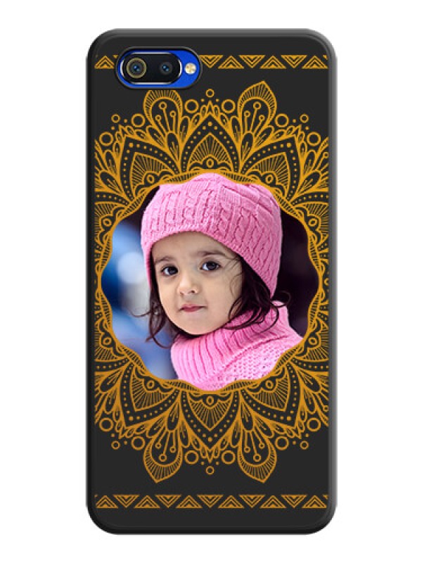 Custom Round Image with Floral Design on Photo on Space Black Soft Matte Mobile Cover - Oppo A1k