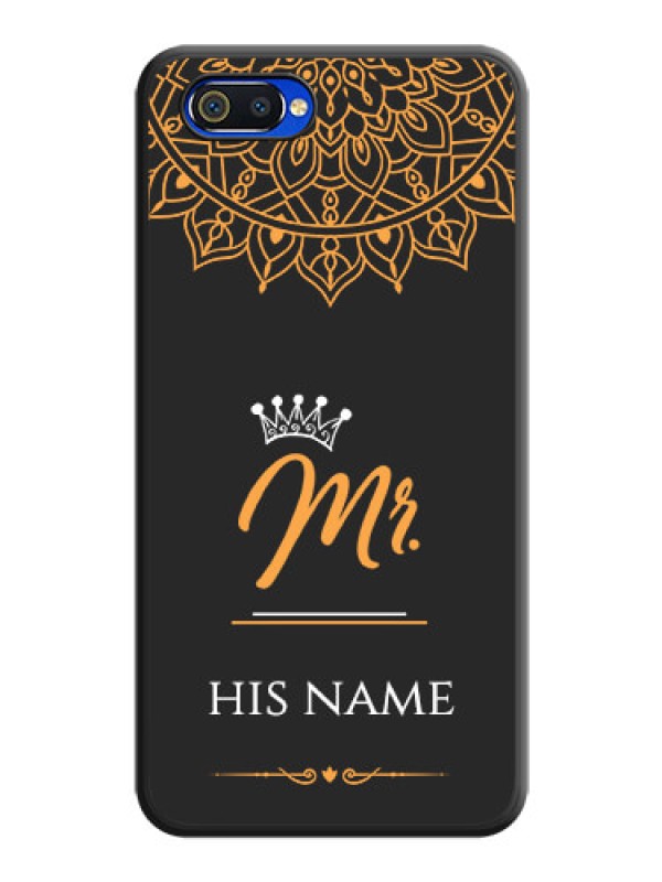 Custom Mr Name with Floral Design  on Personalised Space Black Soft Matte Cases - Oppo A1k