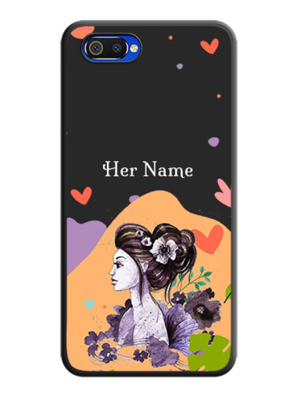 Custom Namecase For Her With Fancy Lady Image On Space Black Personalized Soft Matte Phone Covers -Oppo A1K
