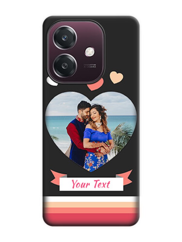 Custom Love Shaped Photo with Colorful Stripes On Space Black Custom Soft Matte Mobile Back Cover - Oppo A3 5G