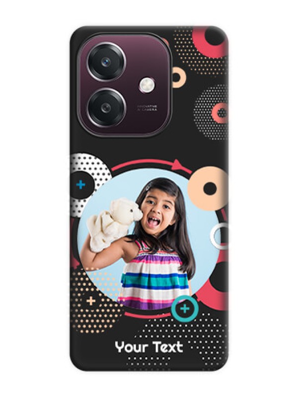 Custom Multicoloured Round Image On Space Black Custom Soft Matte Mobile Back Cover - Oppo A3 5G