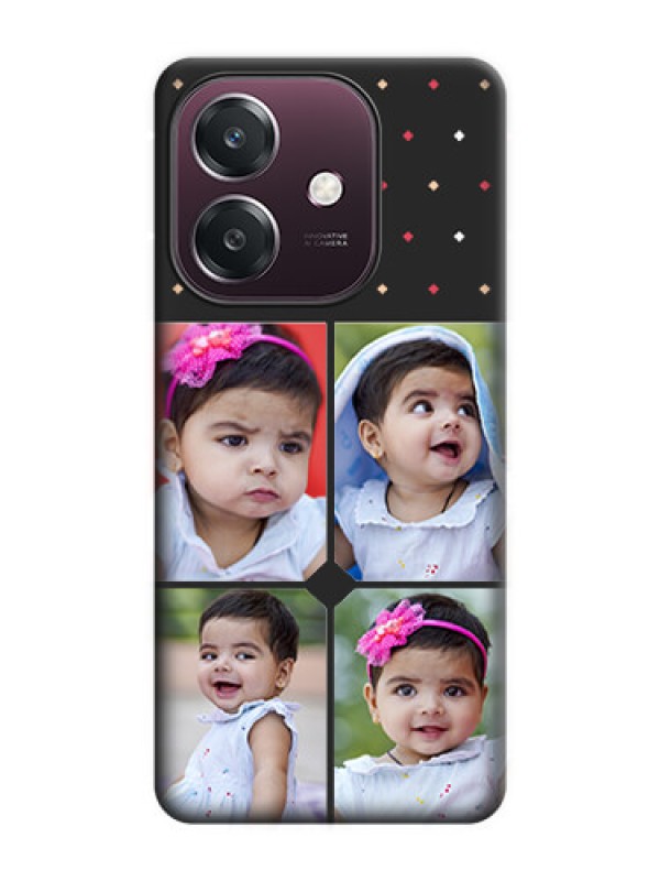 Custom Multicolor Dotted Pattern with 4 Image Holder On Space Black Custom Soft Matte Mobile Back Cover - Oppo A3 5G