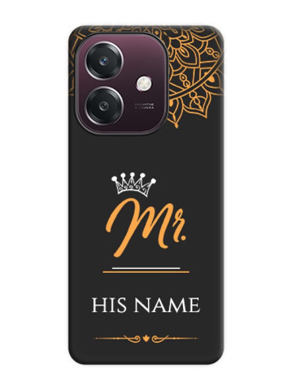 Custom Mr Name with Floral Design On Space Black Custom Soft Matte Mobile Back Cover - Oppo A3 5G