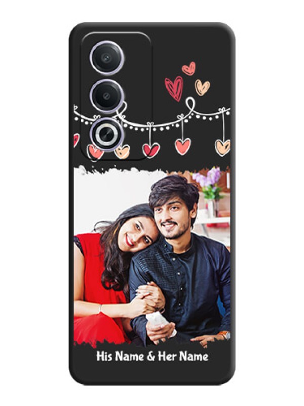 Custom Pink Love Hangings with Name On Space Black Custom Soft Matte Mobile Back Cover - Oppo A3 Pro 5G