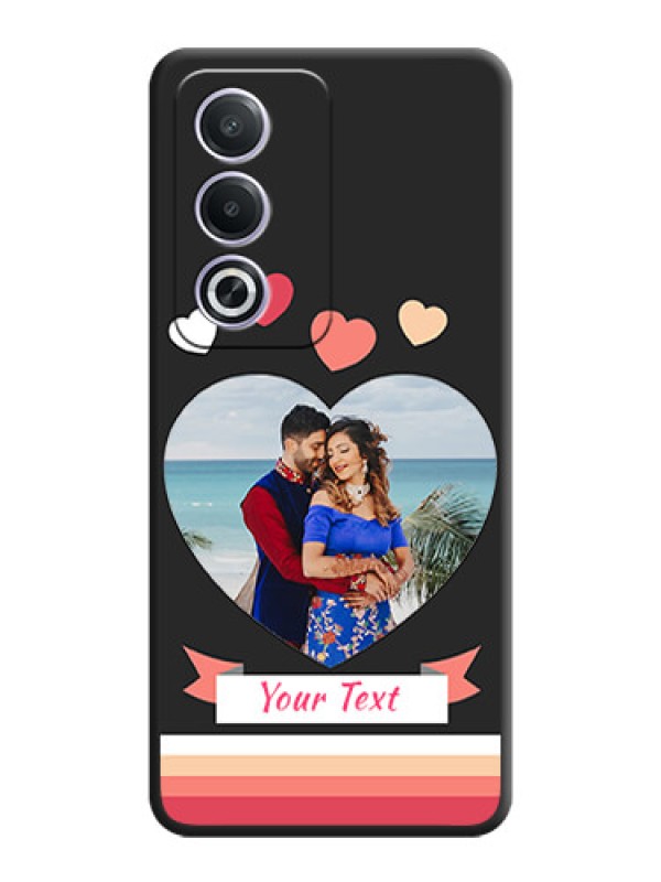 Custom Love Shaped Photo with Colorful Stripes On Space Black Custom Soft Matte Mobile Back Cover - Oppo A3 Pro 5G