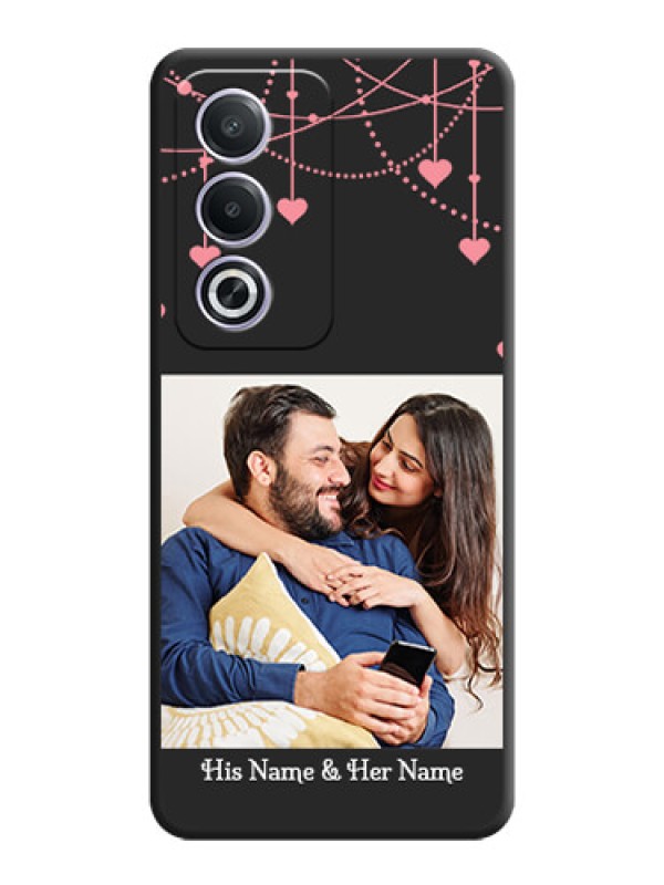 Custom Pink Love Hangings with Text On Space Black Custom Soft Matte Mobile Back Cover - Oppo A3 Pro 5G