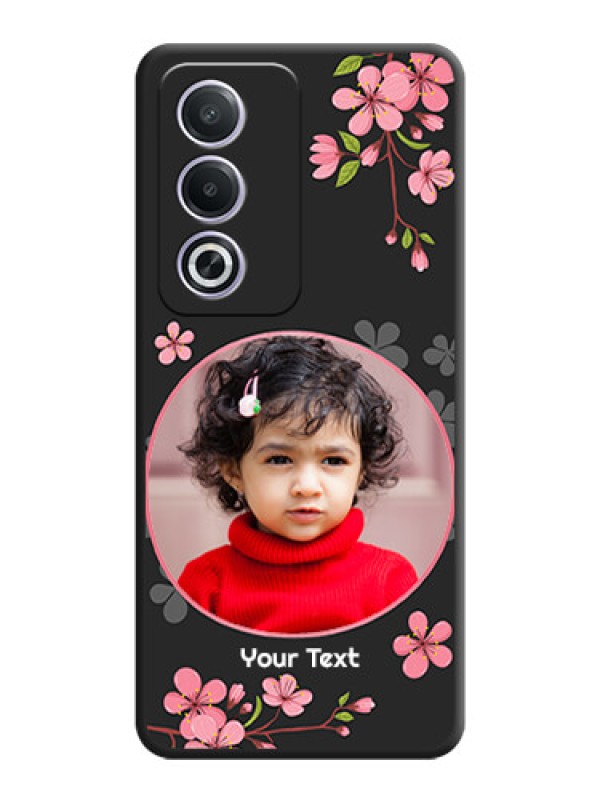 Custom Round Image with Pink Color Floral Design on Photo On Space Black Custom Soft Matte Mobile Back Cover - Oppo A3 Pro 5G