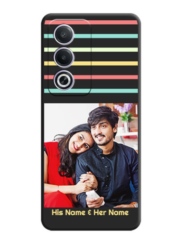 Custom Color Stripes with Photo and Text on Photo On Space Black Custom Soft Matte Mobile Back Cover - Oppo A3 Pro 5G