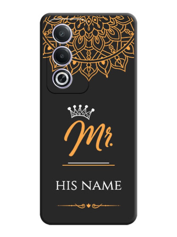 Custom Mr Name with Floral Design On Space Black Custom Soft Matte Mobile Back Cover - Oppo A3 Pro 5G