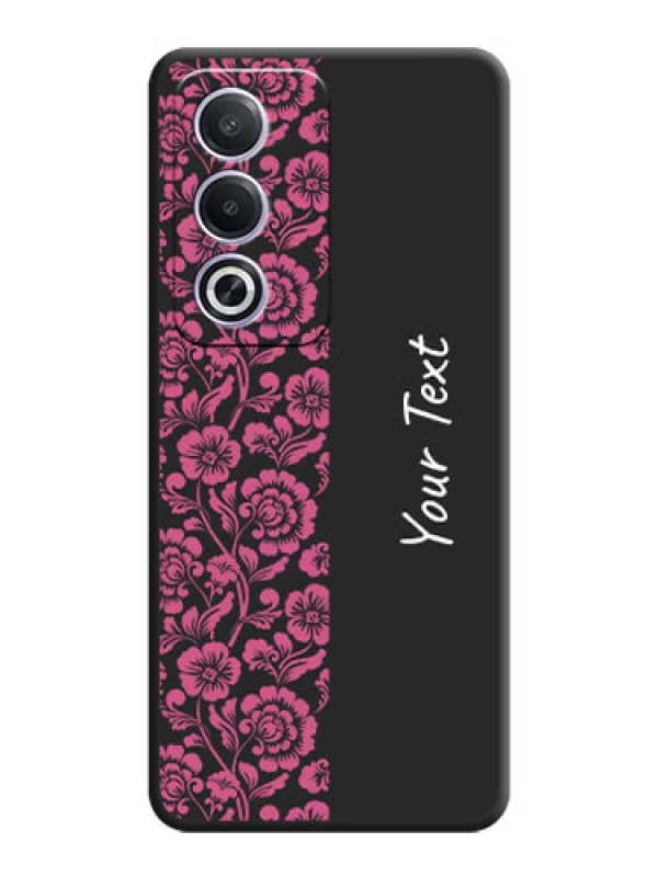 Custom Pink Floral Pattern Design With Custom Text On Space Black Custom Soft Matte Mobile Back Cover - Oppo A3 Pro 5G