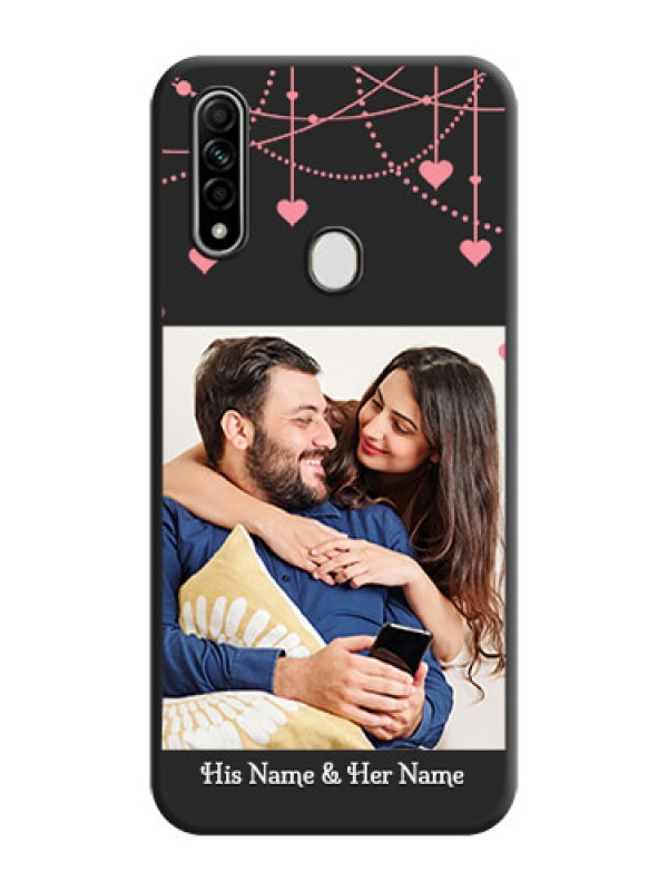 Custom Pink Love Hangings with Text on Space Black Custom Soft Matte Back Cover - Oppo A31