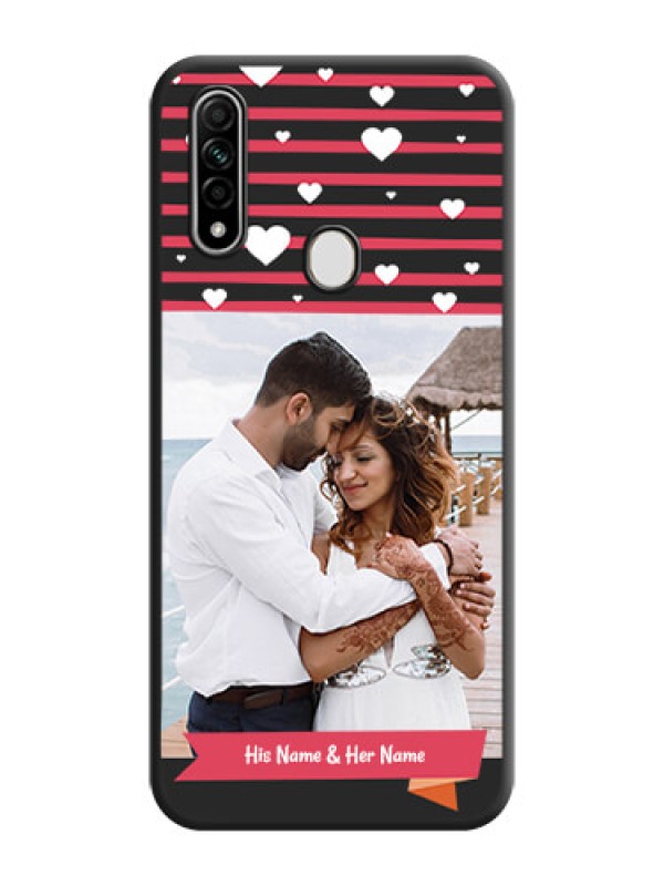 Custom White Color Love Symbols with Pink Lines Pattern on Space Black Custom Soft Matte Phone Cases - Oppo A31