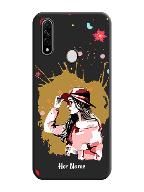 Custom Mordern Lady With Color Splash Background With Custom Text On Space Black Personalized Soft Matte Phone Covers -Oppo A31