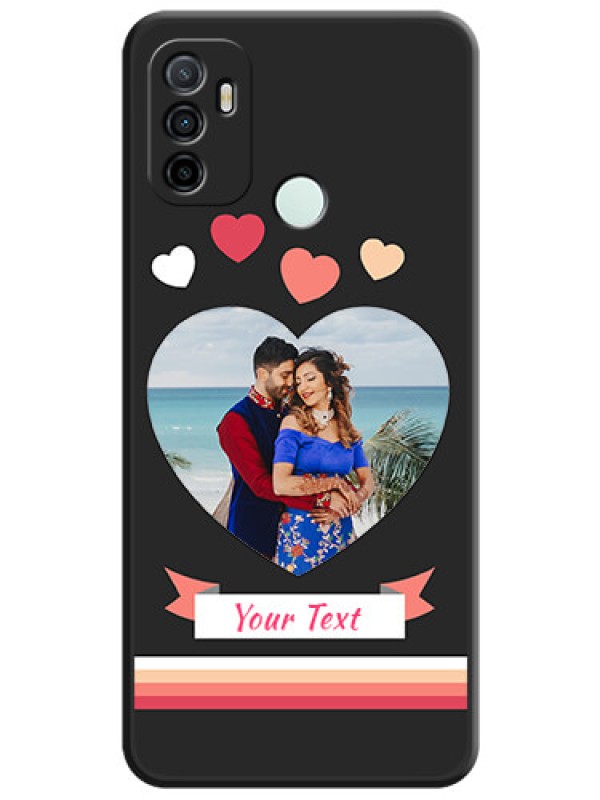 Custom Love Shaped Photo with Colorful Stripes on Personalised Space Black Soft Matte Cases - Oppo A33 2020