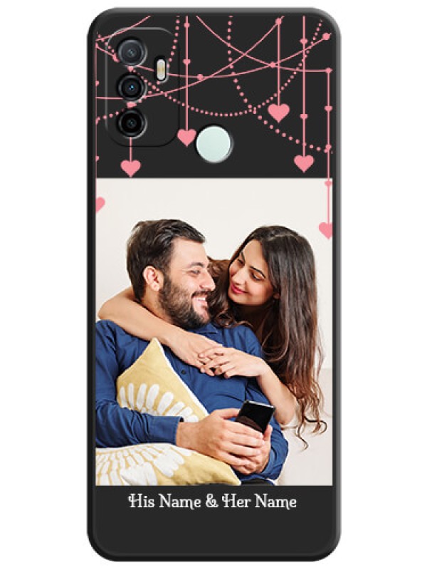 Custom Pink Love Hangings with Text on Space Black Custom Soft Matte Back Cover - Oppo A33 2020