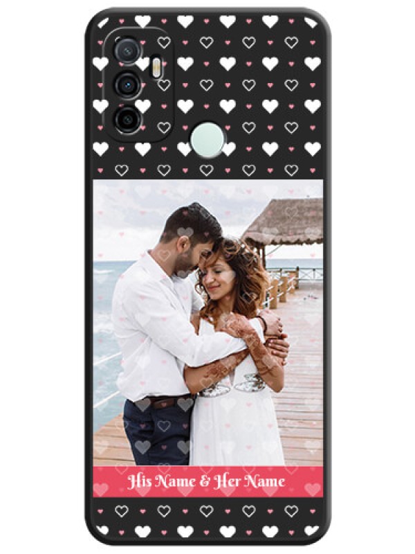 Custom White Color Love Symbols with Text Design on Photo on Space Black Soft Matte Phone Cover - Oppo A33 2020