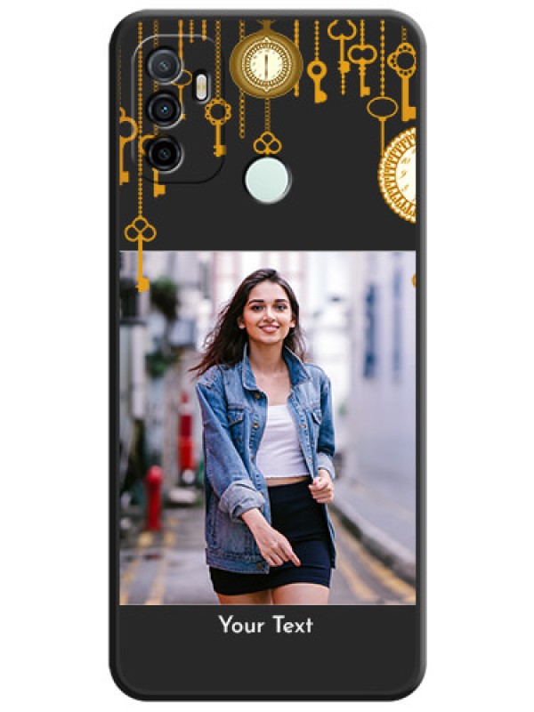 Custom Decorative Design with Text on Space Black Custom Soft Matte Back Cover - Oppo A33 2020