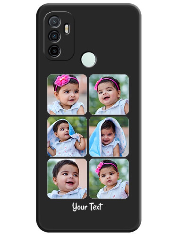 Custom Floral Art with 6 Image Holder on Photo on Space Black Soft Matte Mobile Case - Oppo A33 2020