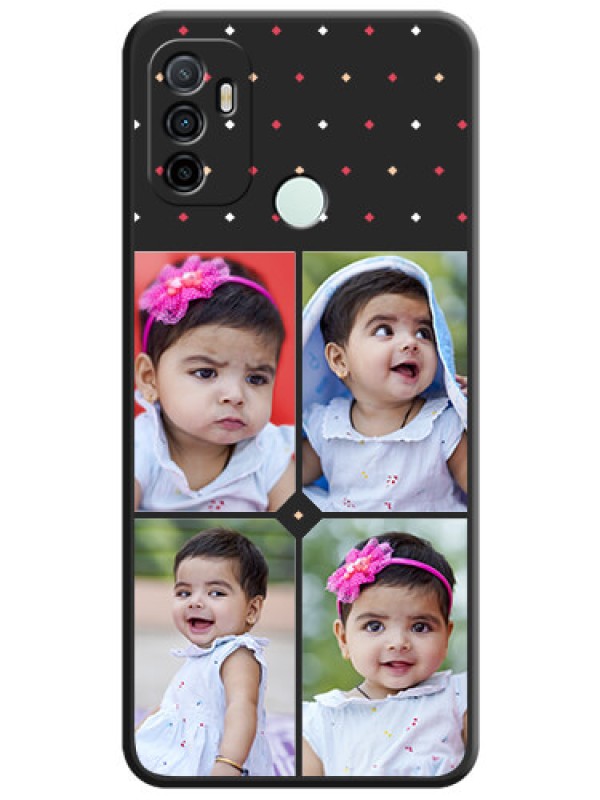 Custom Multicolor Dotted Pattern with 4 Image Holder on Space Black Custom Soft Matte Phone Cases - Oppo A33 2020