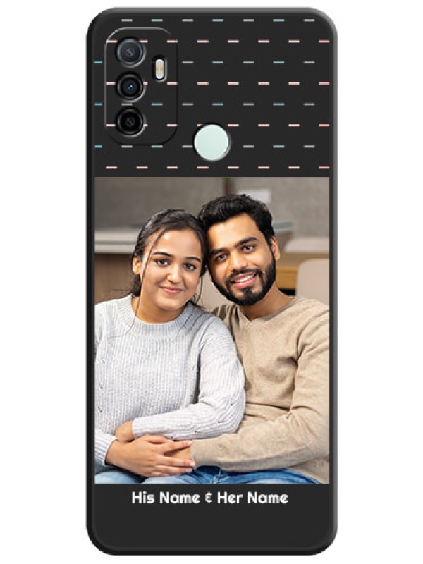 Custom Line Pattern Design with Text on Space Black Custom Soft Matte Phone Back Cover - Oppo A33 2020