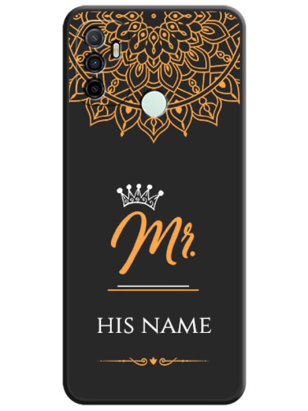 Custom Mr Name with Floral Design  on Personalised Space Black Soft Matte Cases - Oppo A33 2020